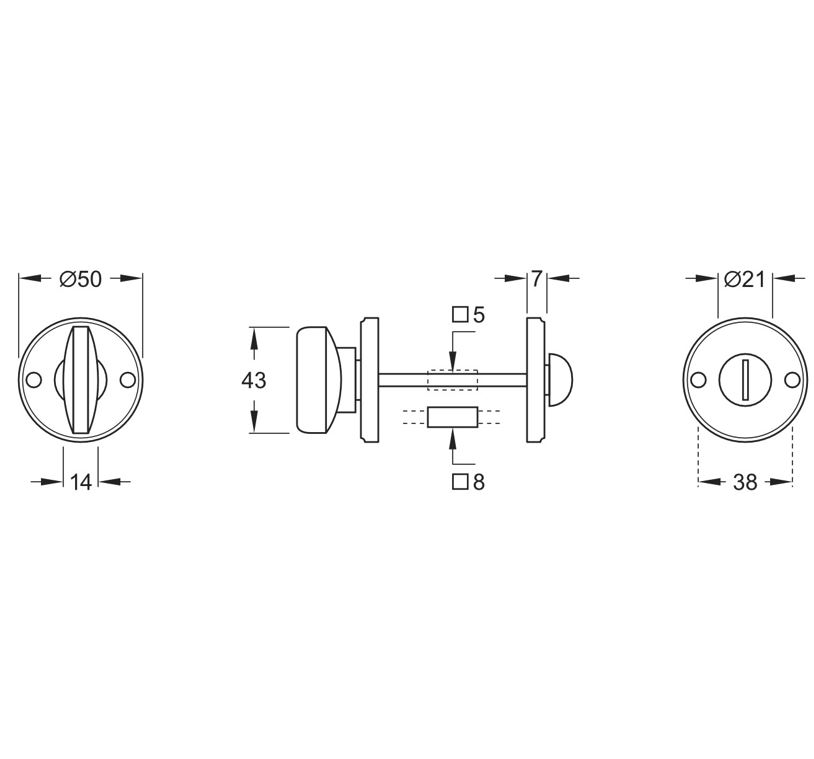 WC-Sluiting 5-8 mm Elegant/Facet messing ongelakt