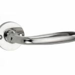 Deurkruk op ongeveerd rozet Banaan/Elegant glans nikkel