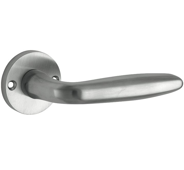 Deurkruk op ongeveerd rozet Banaan/Elegant mat nikkel ongelakt