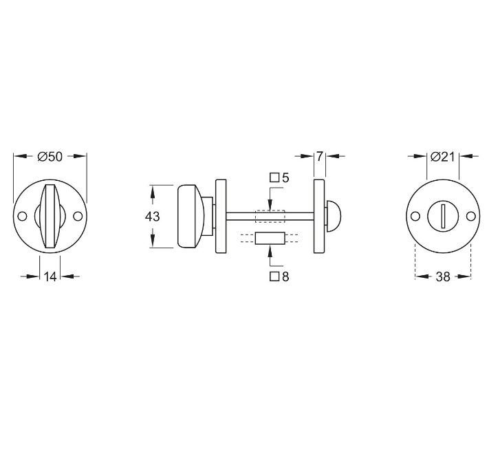 WC-Sluiting 5-8 mm Elegant mat nikkel ongelakt