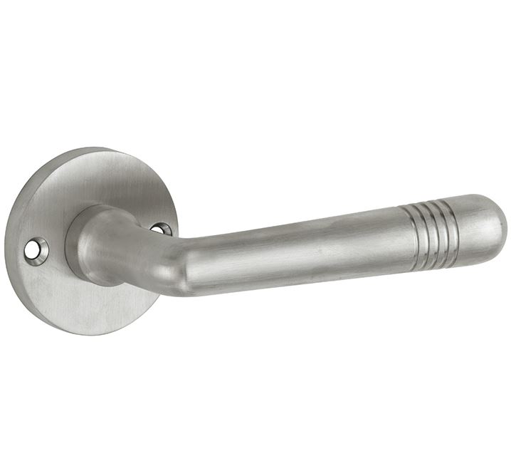 Deurkruk op ongeveerd rozet Art-Deco/Elegant mat nikkel ongelakt