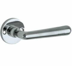 Deurkruk op ongeveerd rozet Art-Deco/Elegant glans chroom