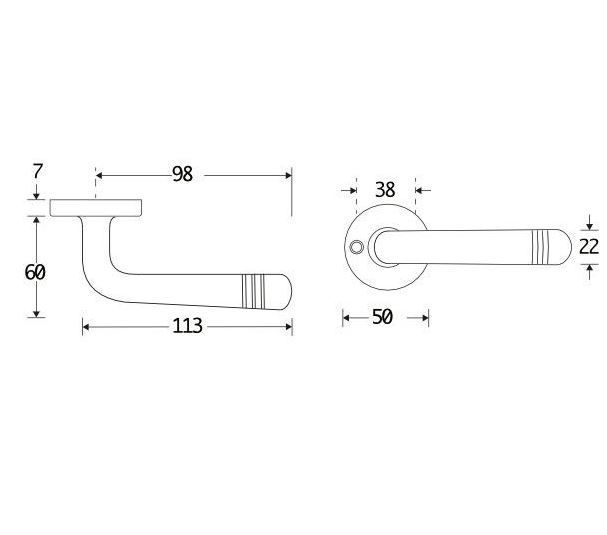 Deurkruk op ongeveerd rozet Art-Deco/Elegant messing gelakt