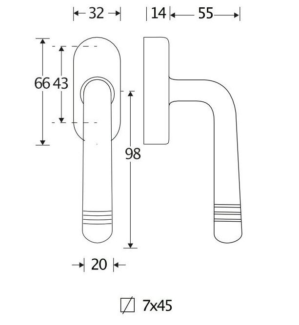 Draaikiepgarnituur Art-Deco/Elegant mat nikkel ongelakt