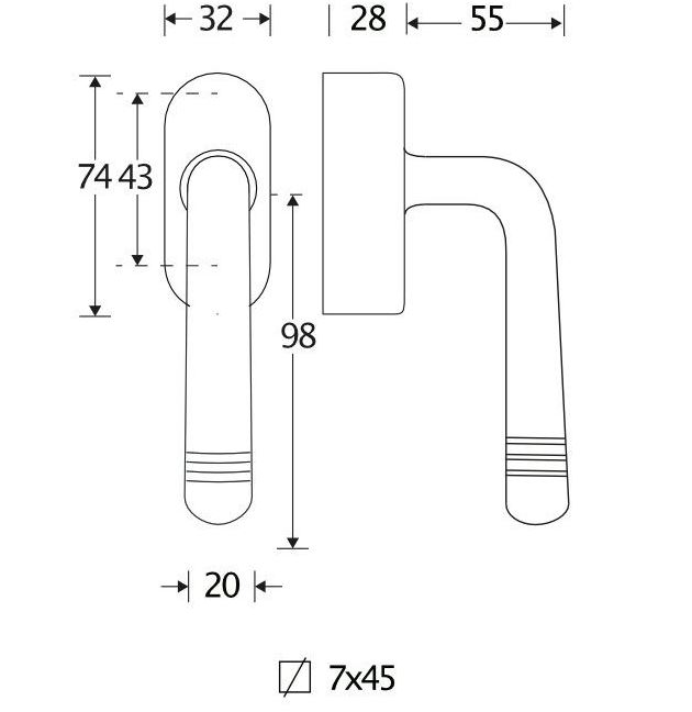 SKG2 Draaikiepgarnituur afsluitbaar Art-Deco/Elegant mat nikkel ongelakt