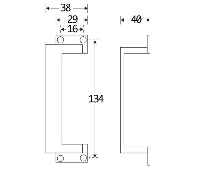 Deurgreep Art-Deco messing gelakt