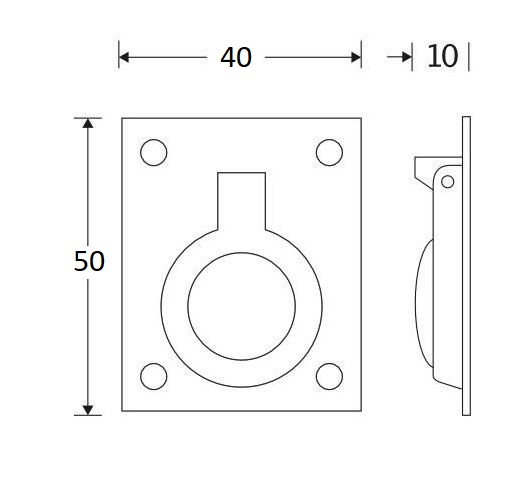Luikring rechthoekig 50x38 mm glans chroom