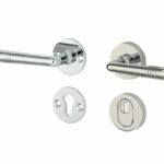 SKG3 kruk/kruk op rozet Art-Deco Links + kerntrekbeveiliging glans nikkel/glans chroom