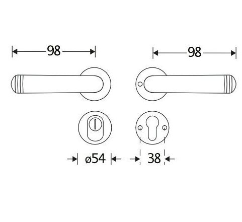 SKG3 kruk/kruk op rozet Art-Deco Rechts + kerntrekbeveiliging glans nikkel/glans chroom