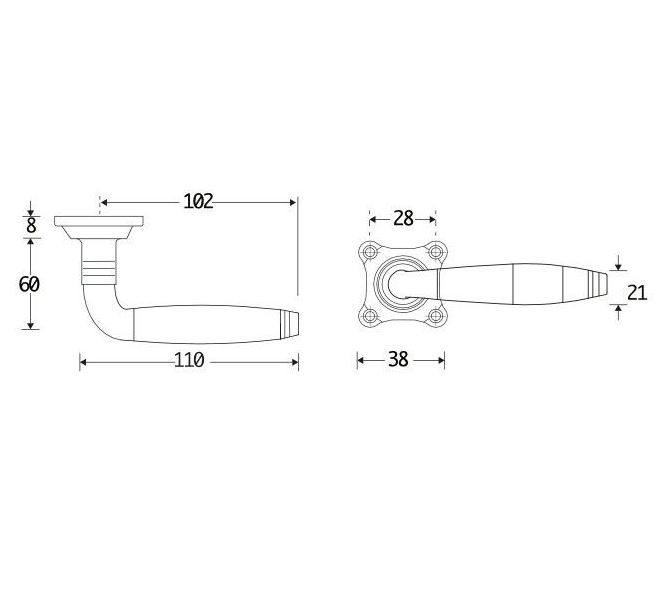 Deurkruk op ongeveerd rozet Bonton ebben messing ongelakt