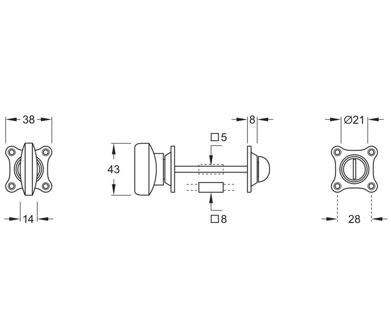 WC-Sluiting 5-8 mm Elegant/Bonton messing ongelakt