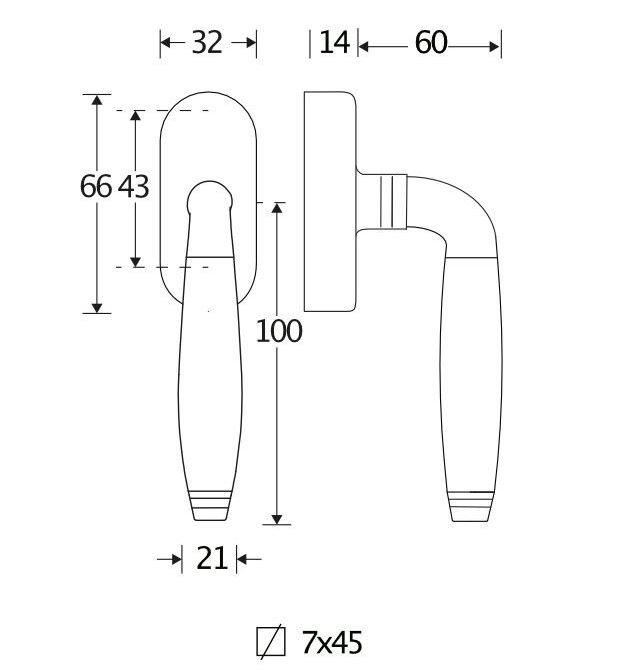 Draaikiepgarnituur Bonton ebben/Elegant messing ongelakt