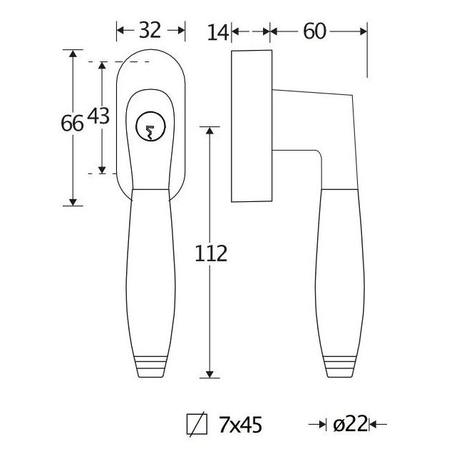 SKG2 Draaikiepgarnituur afsluitbaar Bonton ebben/ovaal glans nikkel
