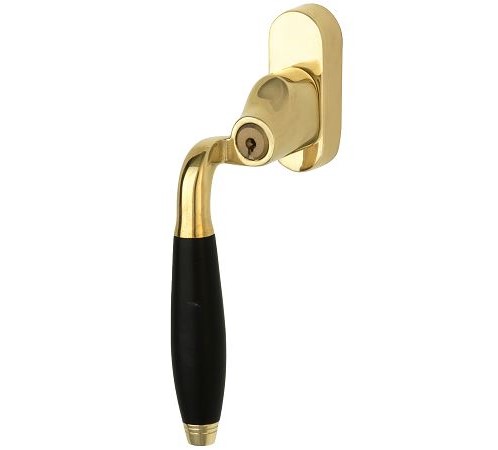 SKG2 Draaikiepgarnituur afsluitbaar Bonton ebben/Smal Links messing ongelakt