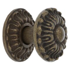 Deurknop bloem messing antiek 71mm