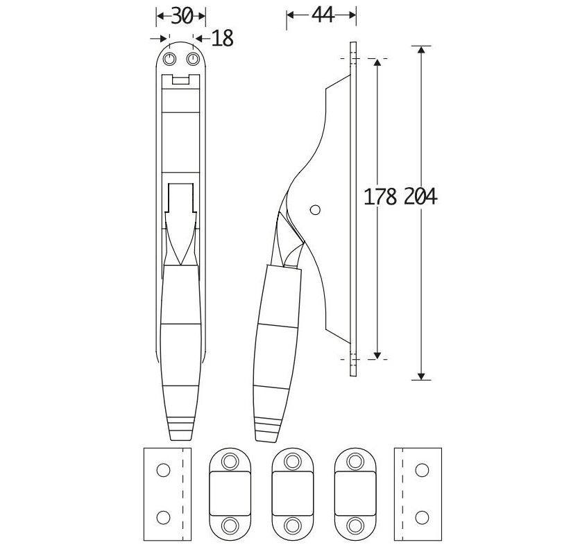 Pomp-espagnolet Bonton ebben Messing Ongelakt Inclusief 2 Stangen