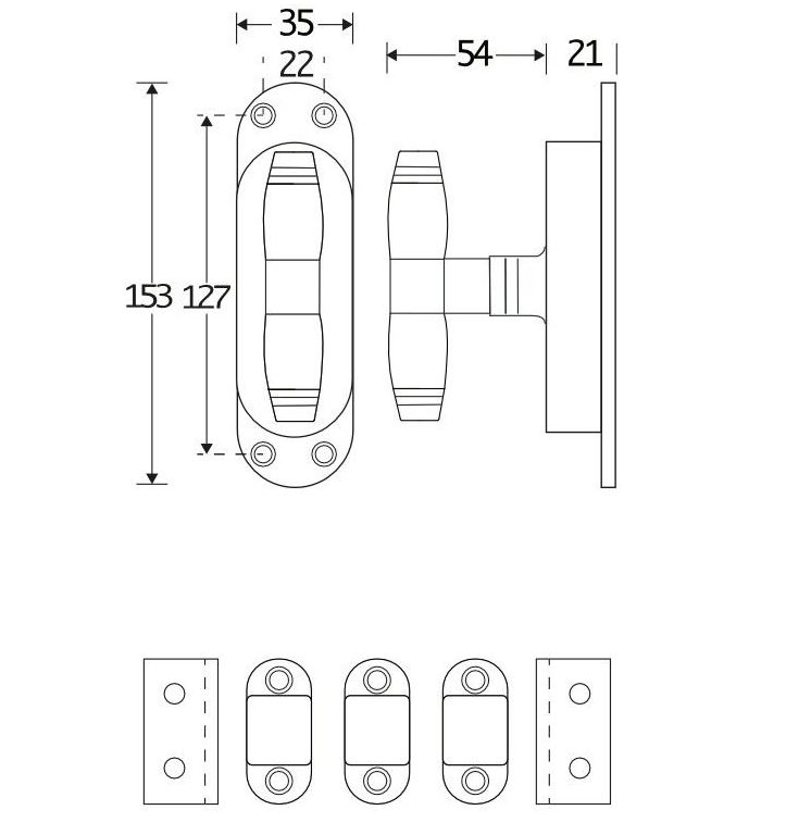 Kruk-espagnolet Bonton ebben Glans Nikkel Inclusief 2 Stangen