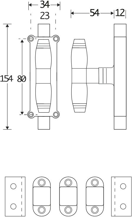 Kruk-espagnolet Bonton ebben Glans Nikkel Inclusief 1 Stang