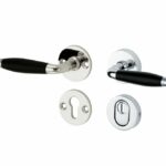 SKG3 kruk/kruk op rozet Bonton ebben Links + kerntrekbeveiliging glans nikkel/glans chroom