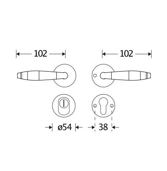 SKG3 kruk/kruk op rozet Bonton ebben Rechts + kerntrekbeveiliging glans nikkel/glans chroom