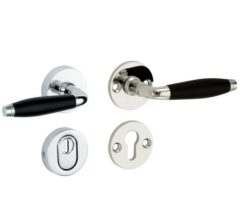 SKG3 kruk/kruk op rozet Bonton ebben Rechts + kerntrekbeveiliging glans nikkel/glans chroom