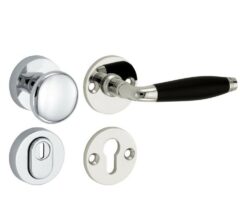 SKG3 knop/kruk op rozet Bonton ebben Rechts + kerntrekbeveiliging glans nikkel/glans chroom