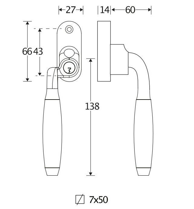 SKG2 Draaikiepgarnituur afsluitbaar Bonton bubinga/Smal Links messing ongelakt