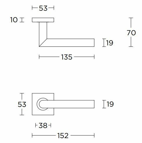 Deurkruk basis Twee op geveerd rozet PVD mat goud