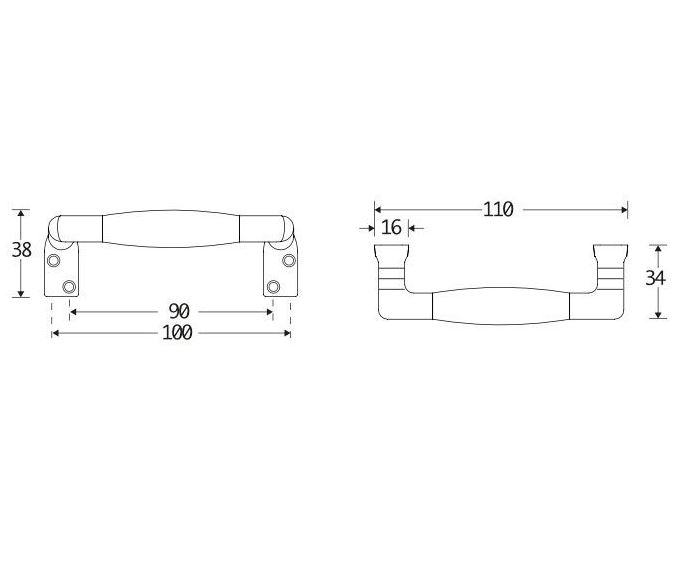 Raamgreep Bonton bubinga messing ongelakt