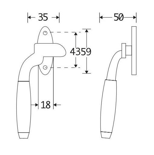 Raamboom Met Sluitplaat Links Ton teak mat zwart