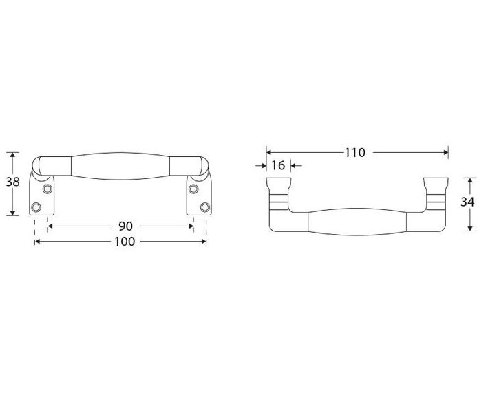 Raamgreep Ton teak mat zwart