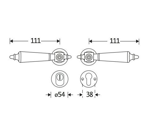 SKG3 kruk/kruk op rozet Roman bakeliet Links + kerntrekbeveiliging glans nikkel/glans chroom