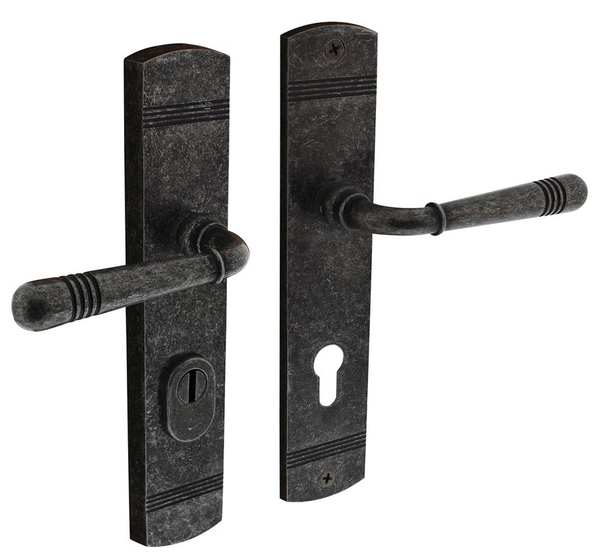 Intersteel achterdeurbeslag Helena kruk/kruk PC72 met kerntrek beveiliging oud grijs