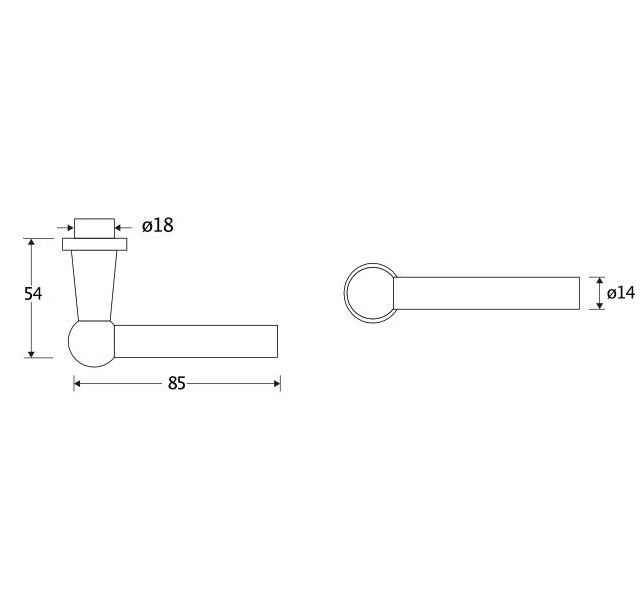 Deurkruk Chemin de Fer 85mm glans nikkel