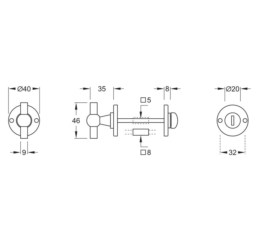 WC-Sluiting 5-8 mm Chemin de Fer 40mm glans nikkel