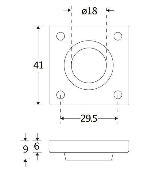Set van twee krukrozetten vierkant 38mm mat chroom