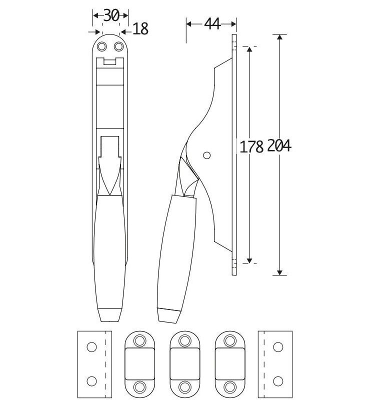 Pomp-espagnolet Ton teak Mat Zwart Inclusief 2 Stangen