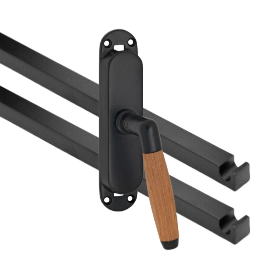 Kruk-espagnolet Ton teak Rechts Mat Zwart Inclusief 2 Stangen