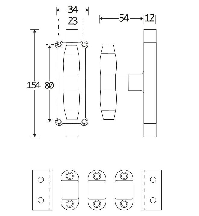 Kruk-espagnolet Ton teak Mat Zwart Inclusief 1 Stang