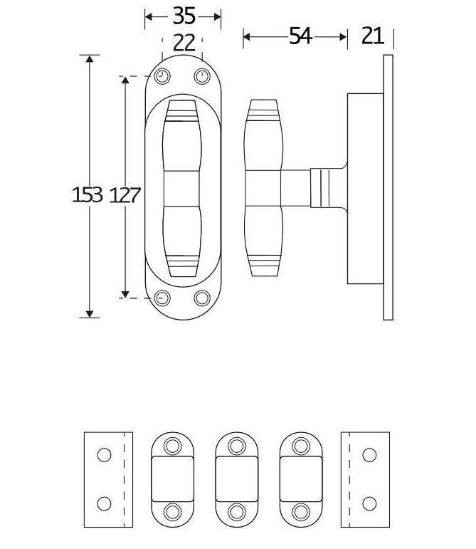Kruk-espagnolet Bonton Bubinga Messing Ongelakt Inclusief 2 Stangen