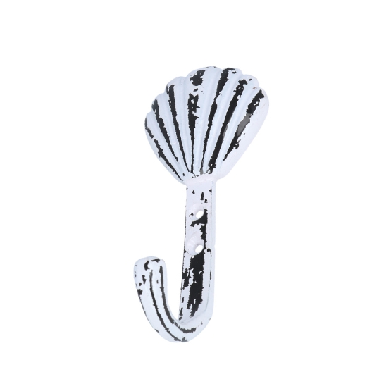 Kapstokhaak schelp klassiek wit