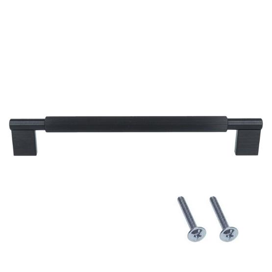 Meubelgreep geribbeld aluminium 192 mm zwart