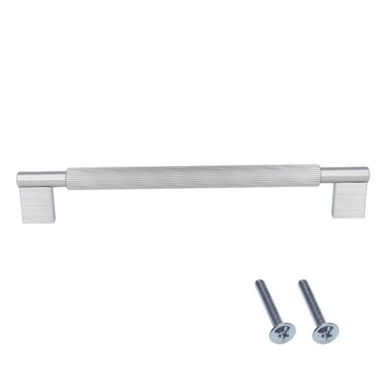 Meubelgreep geribbeld aluminium 320 mm RVS-look