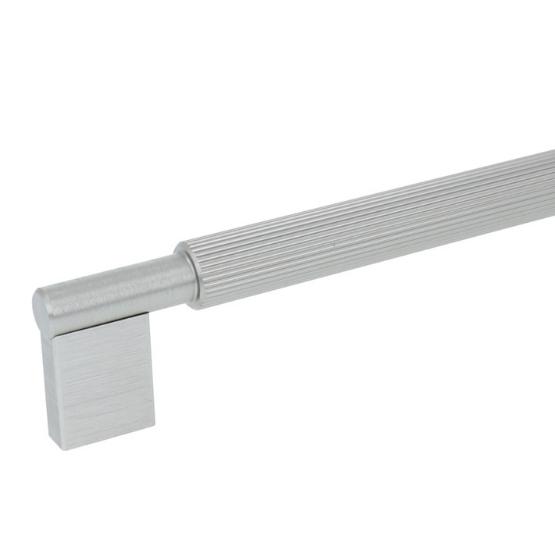 Meubelgreep geribbeld aluminium 320 mm RVS-look