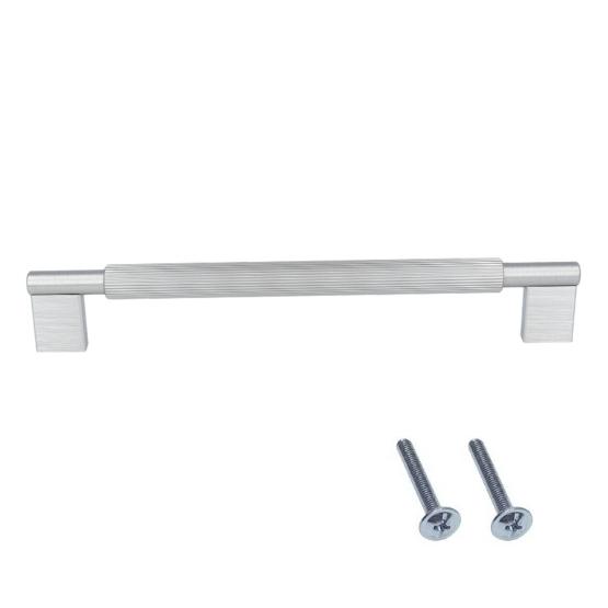 Meubelgreep geribbeld aluminium 192 mm RVS-look