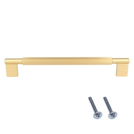 Meubelgreep geribbeld aluminium 320 mm oud goud