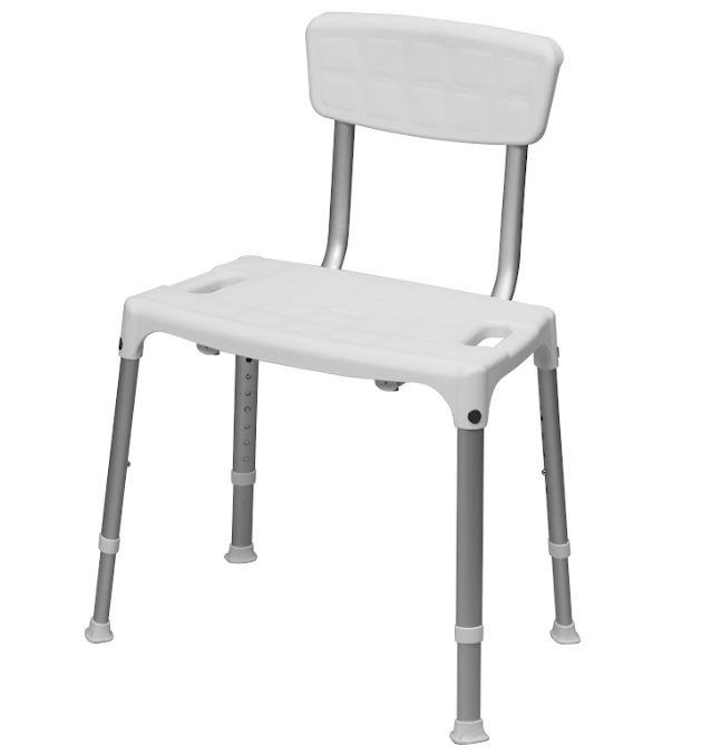 SecuCare Douchestoel Quattro met rugleuning verstelbaar