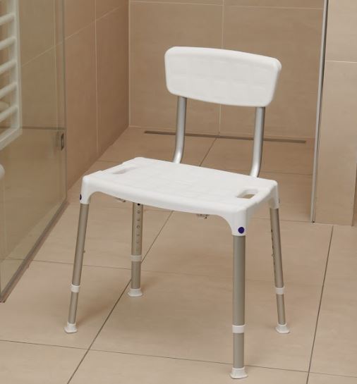 SecuCare Douchestoel Quattro met rugleuning verstelbaar