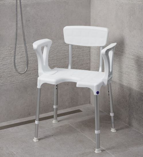 SecuCare Douchestoel Quattro met rugleuning en armleuning verstelbaar