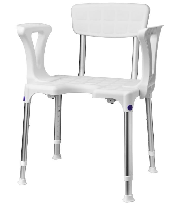 SecuCare Douchestoel Quattro met rugleuning en armleuning verstelbaar